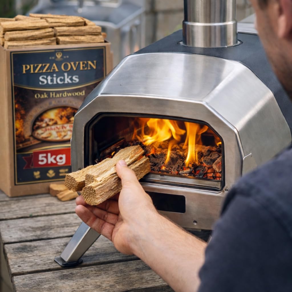 5kg Premium Oak Wood Pizza Sticks Ready to Burn Fire Kindling for Small Pizza Ovens - High Heat 13.5cm Outdoor Kiln Dried Hardwood for Garden and Patio