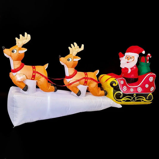 Inflatable Santa & Sleigh 2.4M Christmas Large Outdoor/Indoor Father Xmas Decoration LED Light-up Garden/Roof Decoration