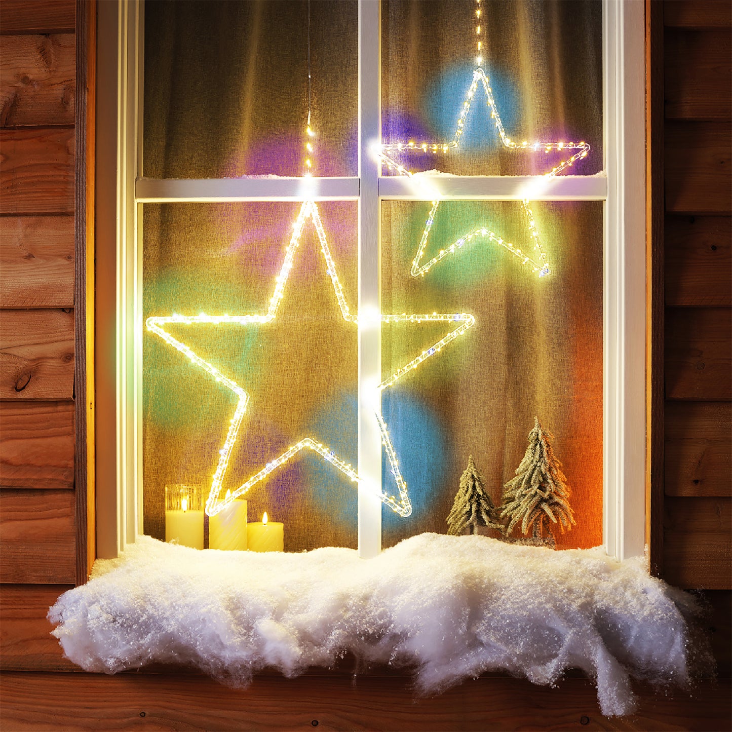 Dawsons Living Christmas Star Window/Wall Decoration with LED Lights - Cool White, Warm White and Multi-Coloured - Indoor and Outdoor