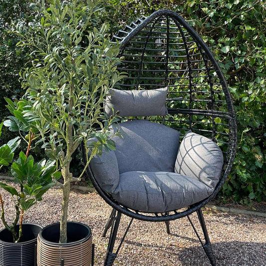 Copy of Dawsons Living Vienna Standing Egg Chair with Legs - Outdoor and Indoor Rattan Weave Garden Furniture Chair - Black