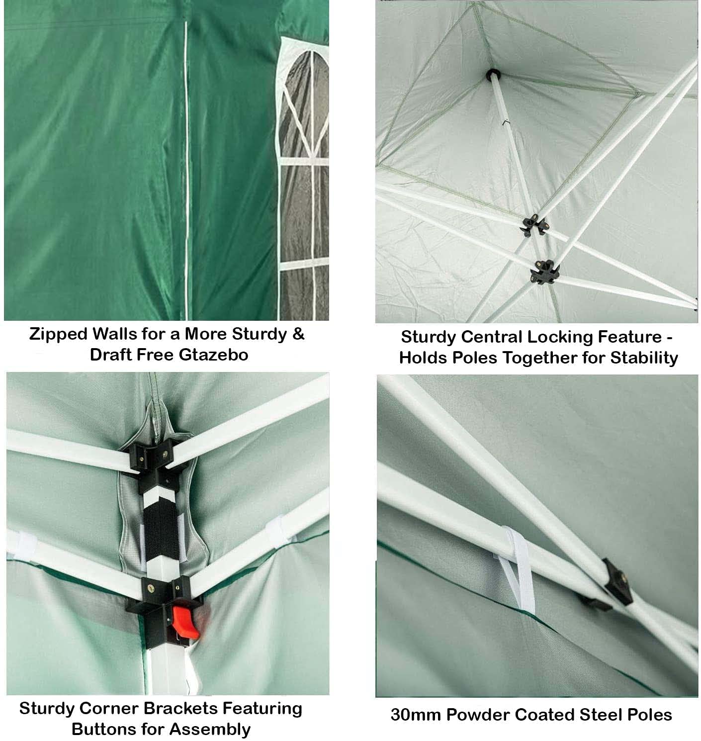 Green Deluxe Quality Gazebo 3m with Sides