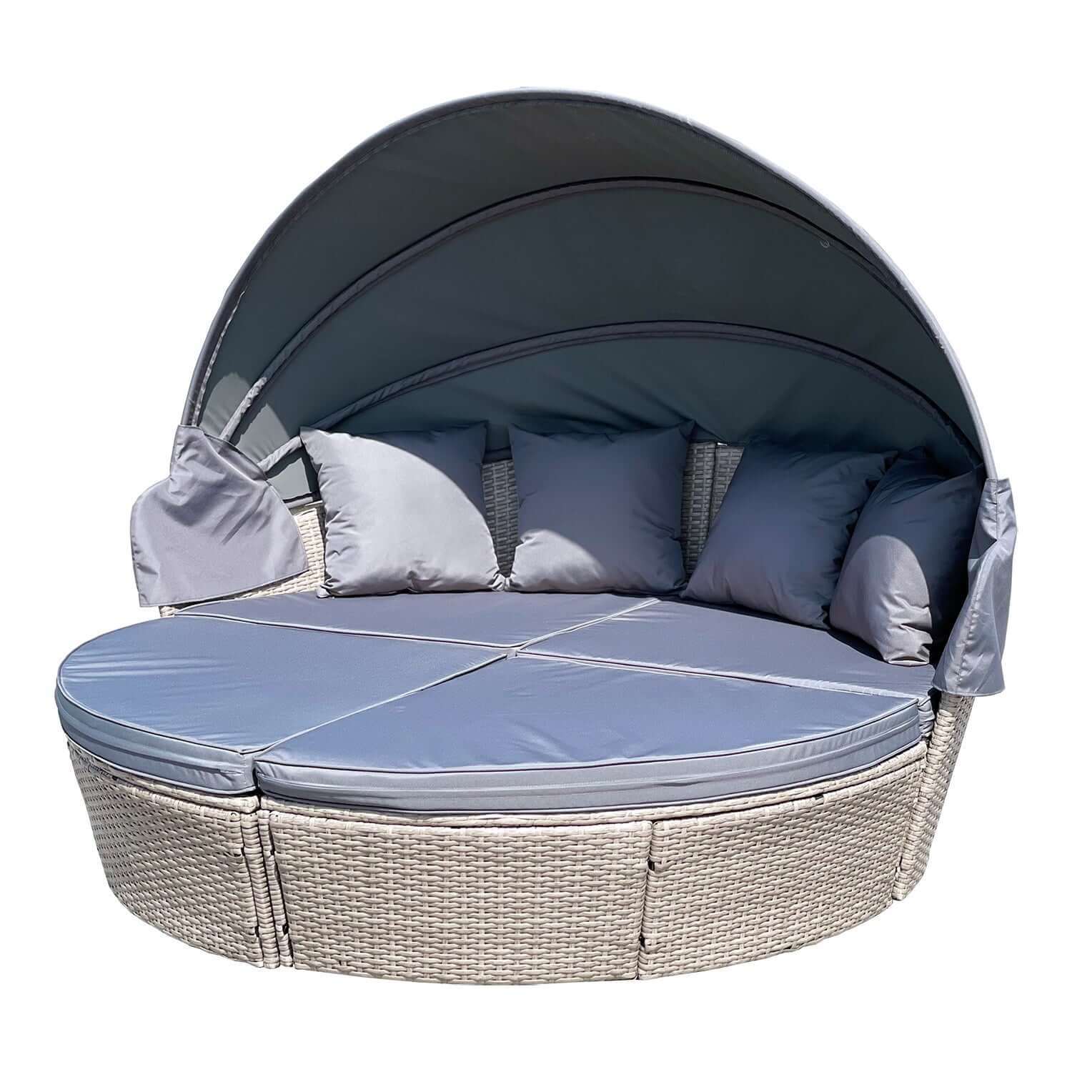 Grey Adjustable Outdoor Rattan Garden Day Bed
