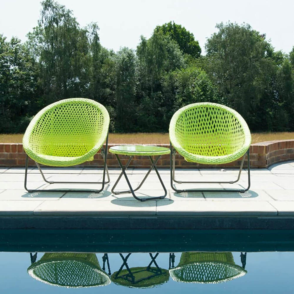 Dawsons Living Faux Rattan Bistro Set - Colour : Lime Green