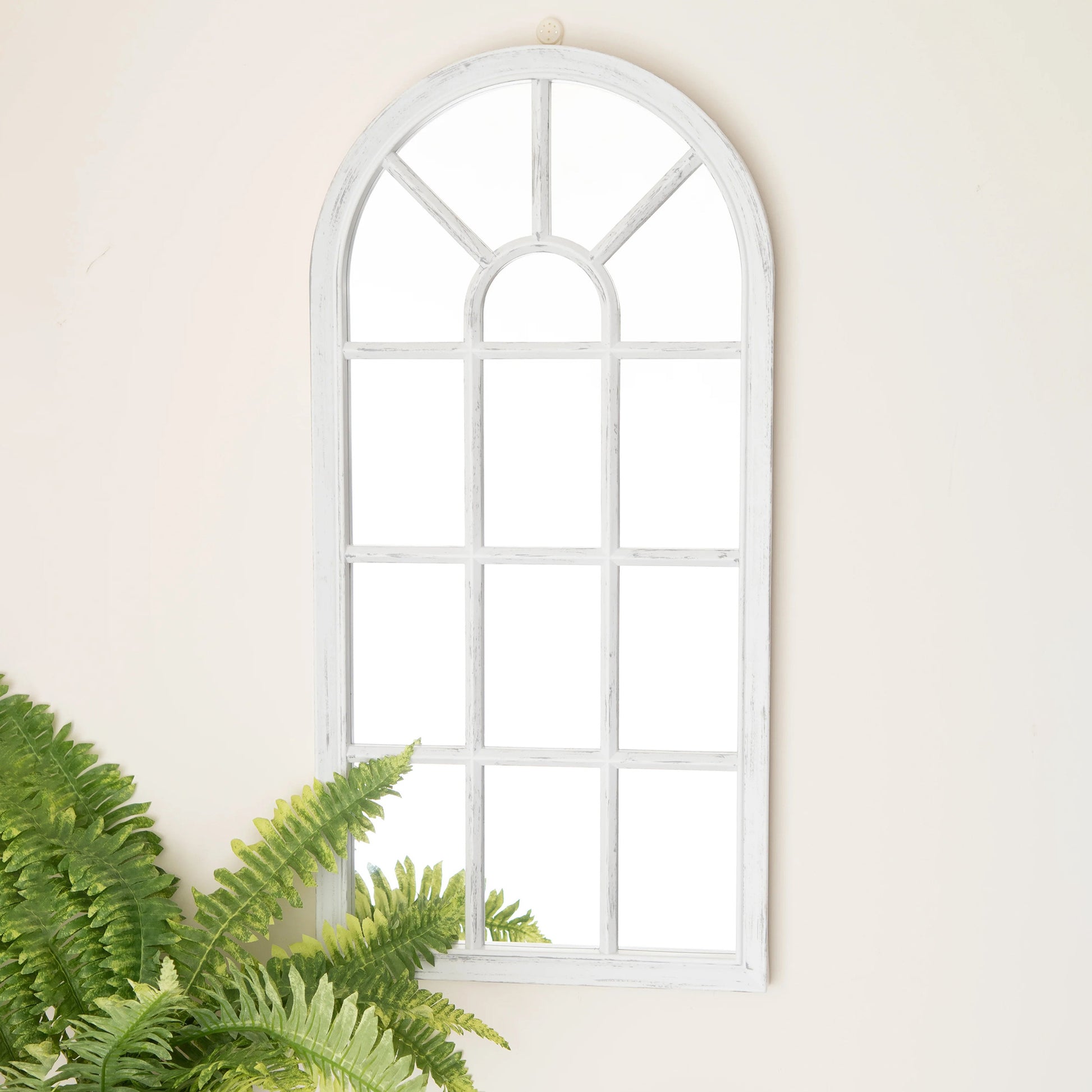 Large Arched Garden Wall Mirror - Modena White