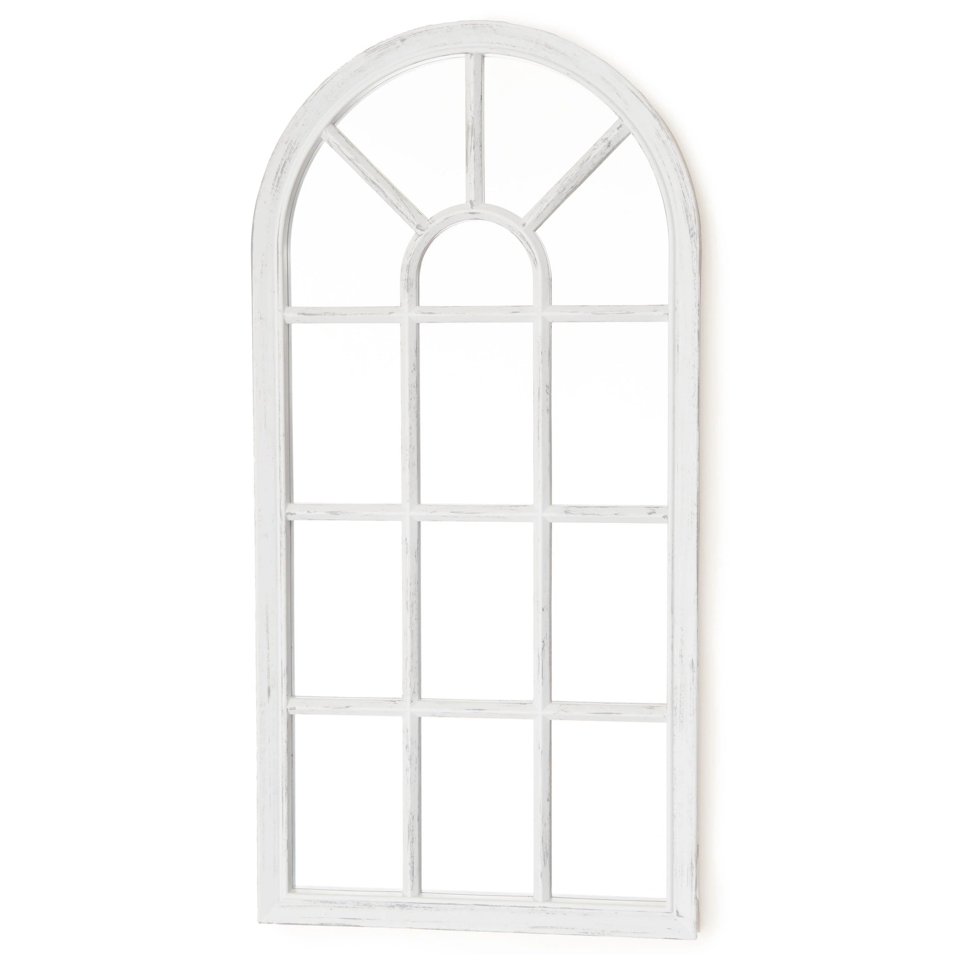 Large Arched Garden Wall Mirror - Modena White