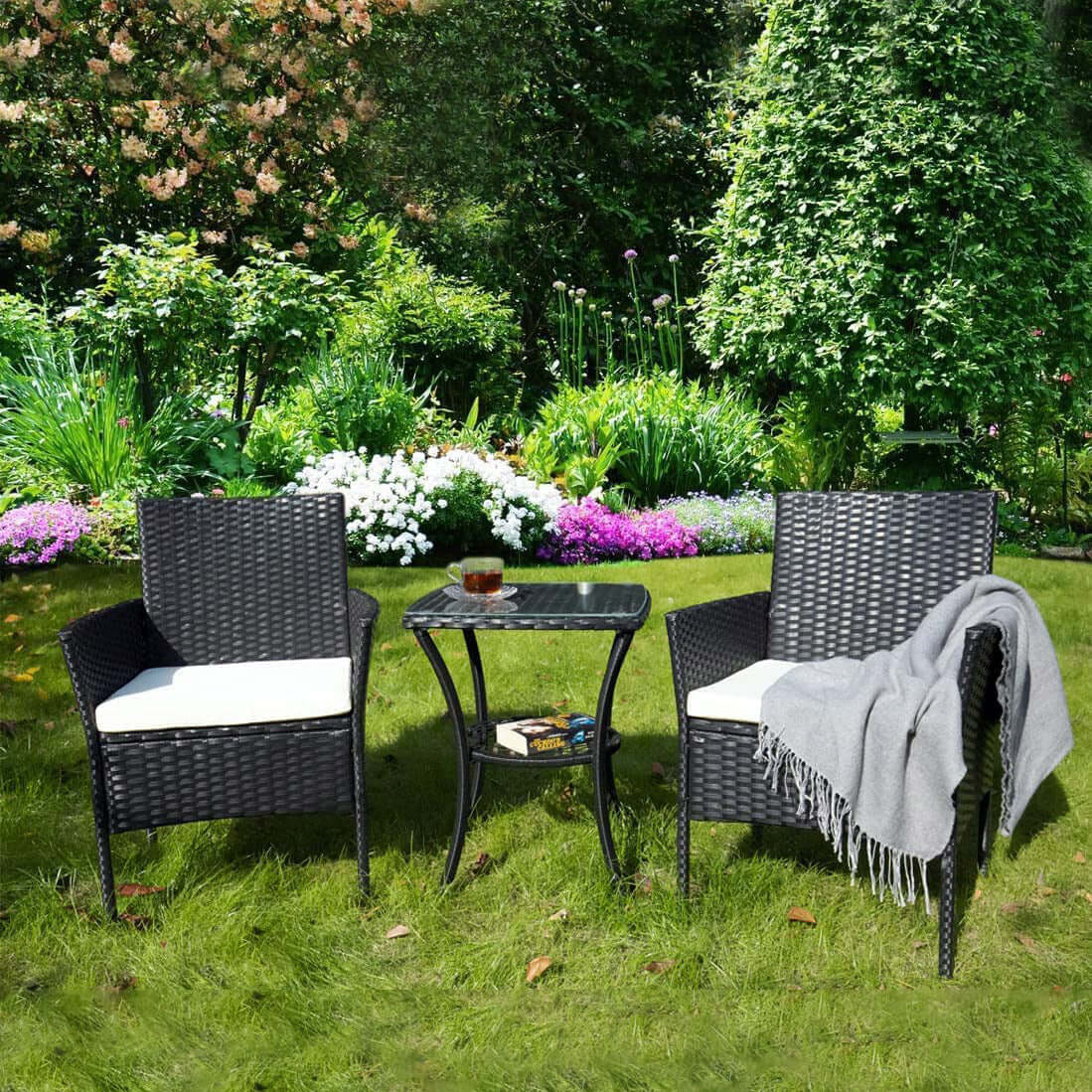 Black and rattan deals furniture