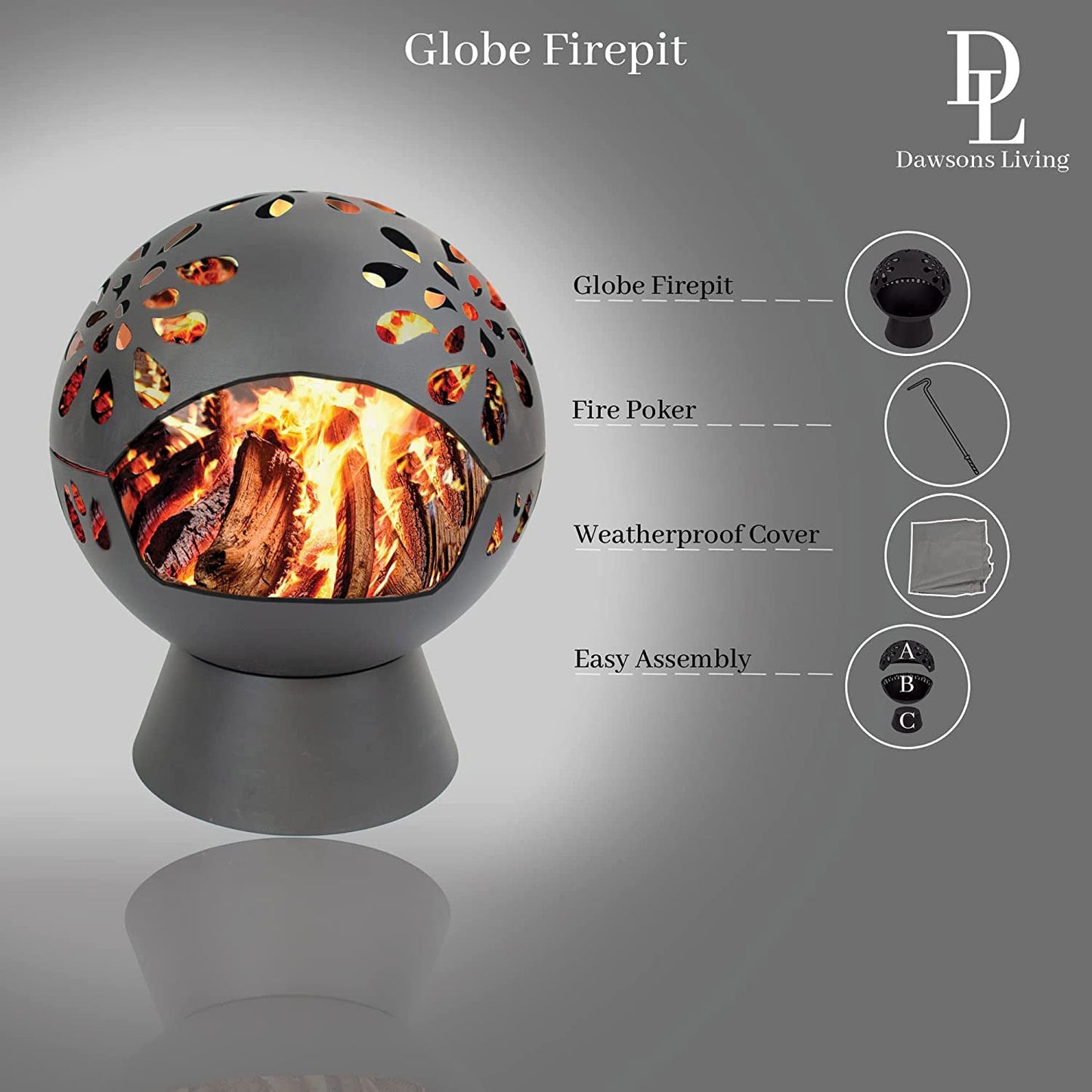 Large Round Globe Firepit for Garden or Patio