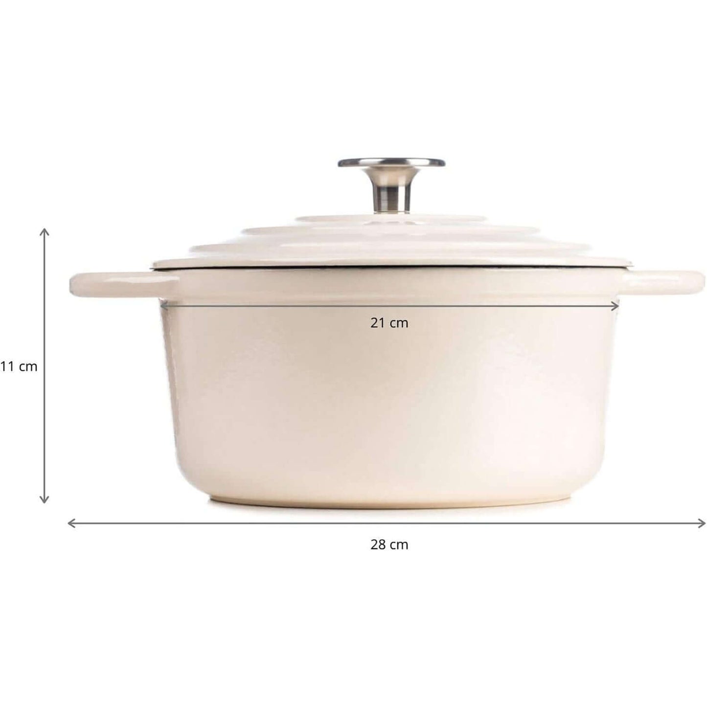 2.7L , 3.9L or 5.2L Round Cast Iron Casserole Oven Roasting Dish - 6 Colours - Induction & Gas Safe Dutch - with Lid
