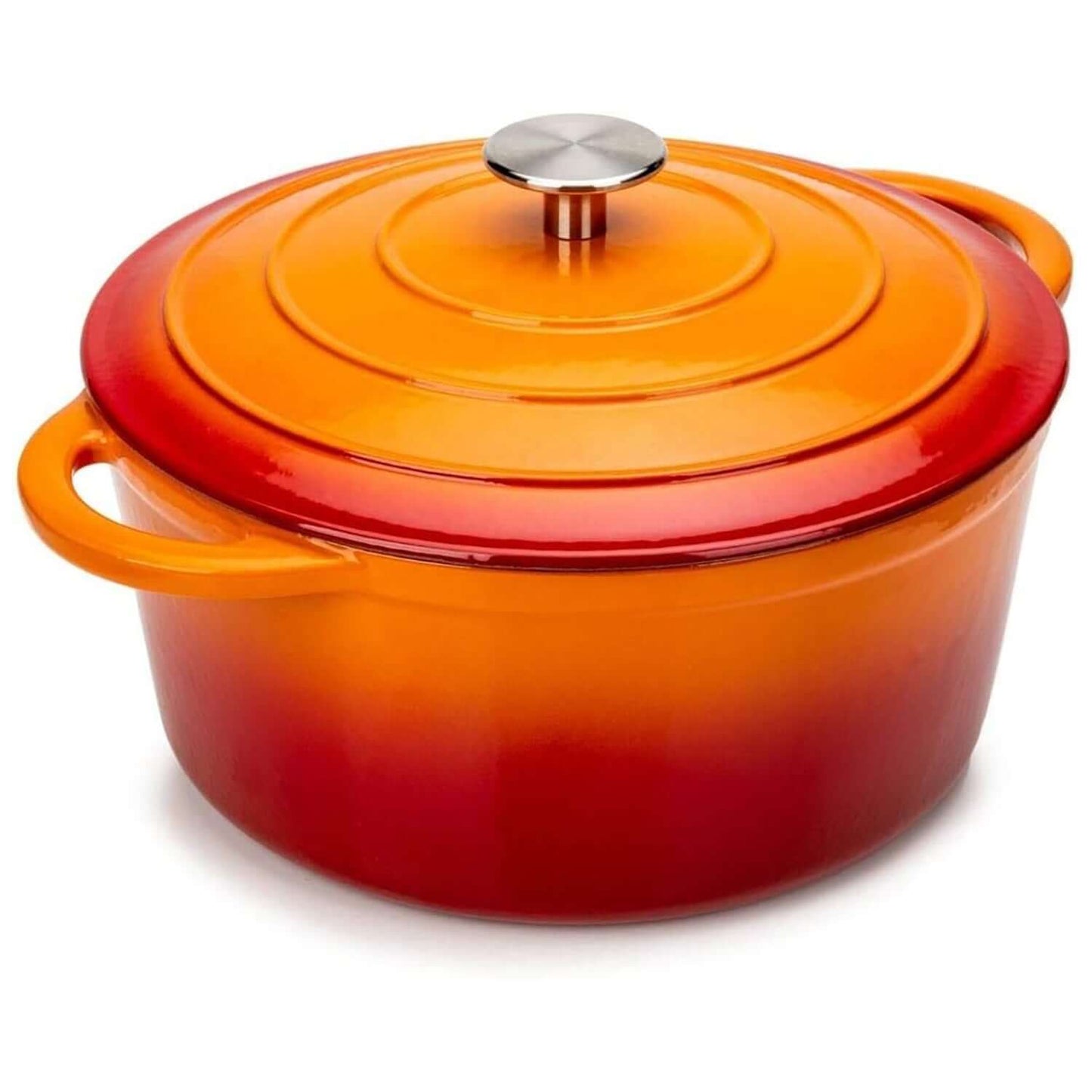 2.7L , 3.9L or 5.2L Round Cast Iron Casserole Oven Roasting Dish - 6 Colours - Induction & Gas Safe Dutch - with Lid