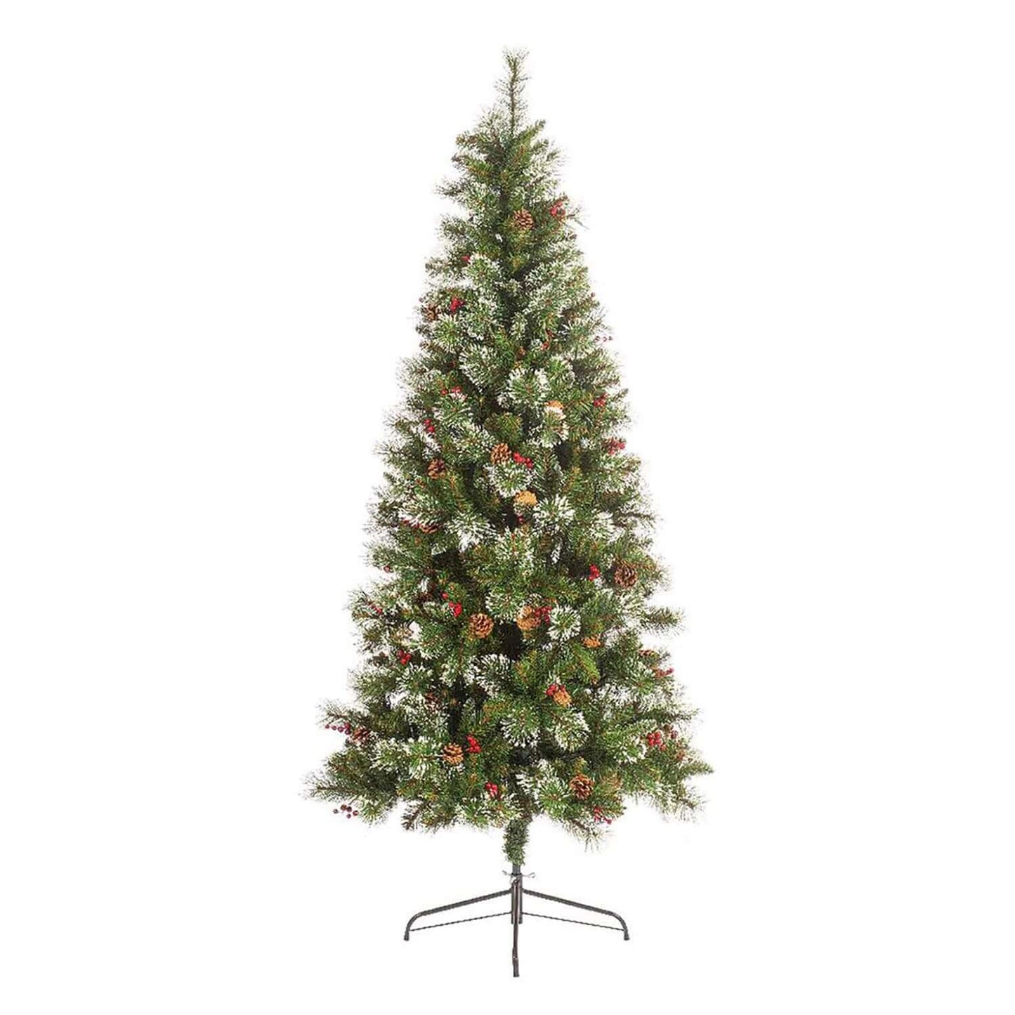 5/6/7Ft. Christmas Tree with Pinecones and Berries - Part Decorated Artificial Tree - Metal Floor Stand