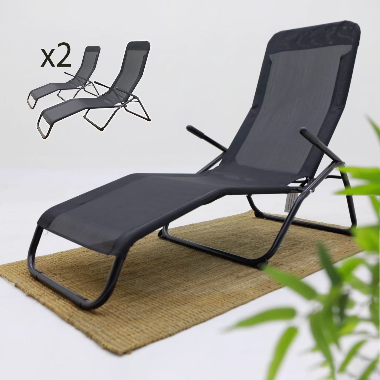 Garden Furniture Textoline Recliner Chairs Twin Pack 