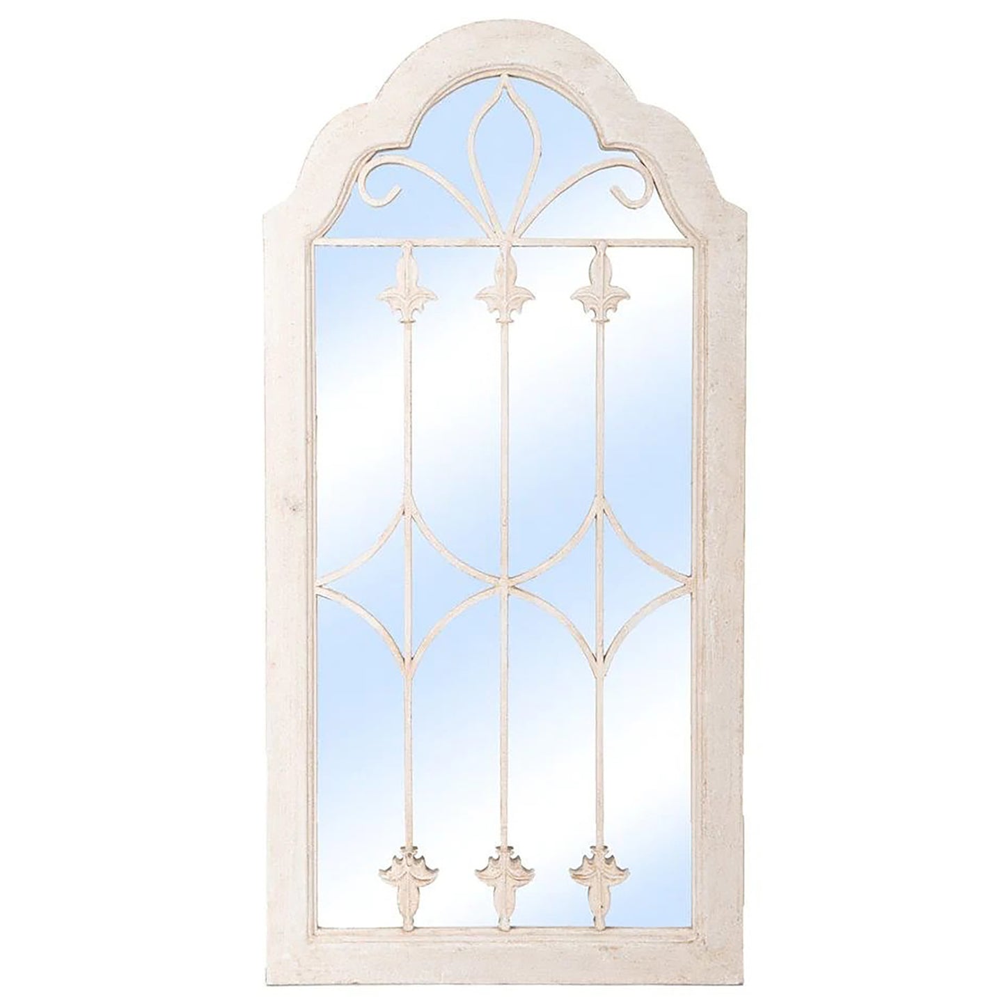 Large Arched Garden Wall Mirror - Lyon white