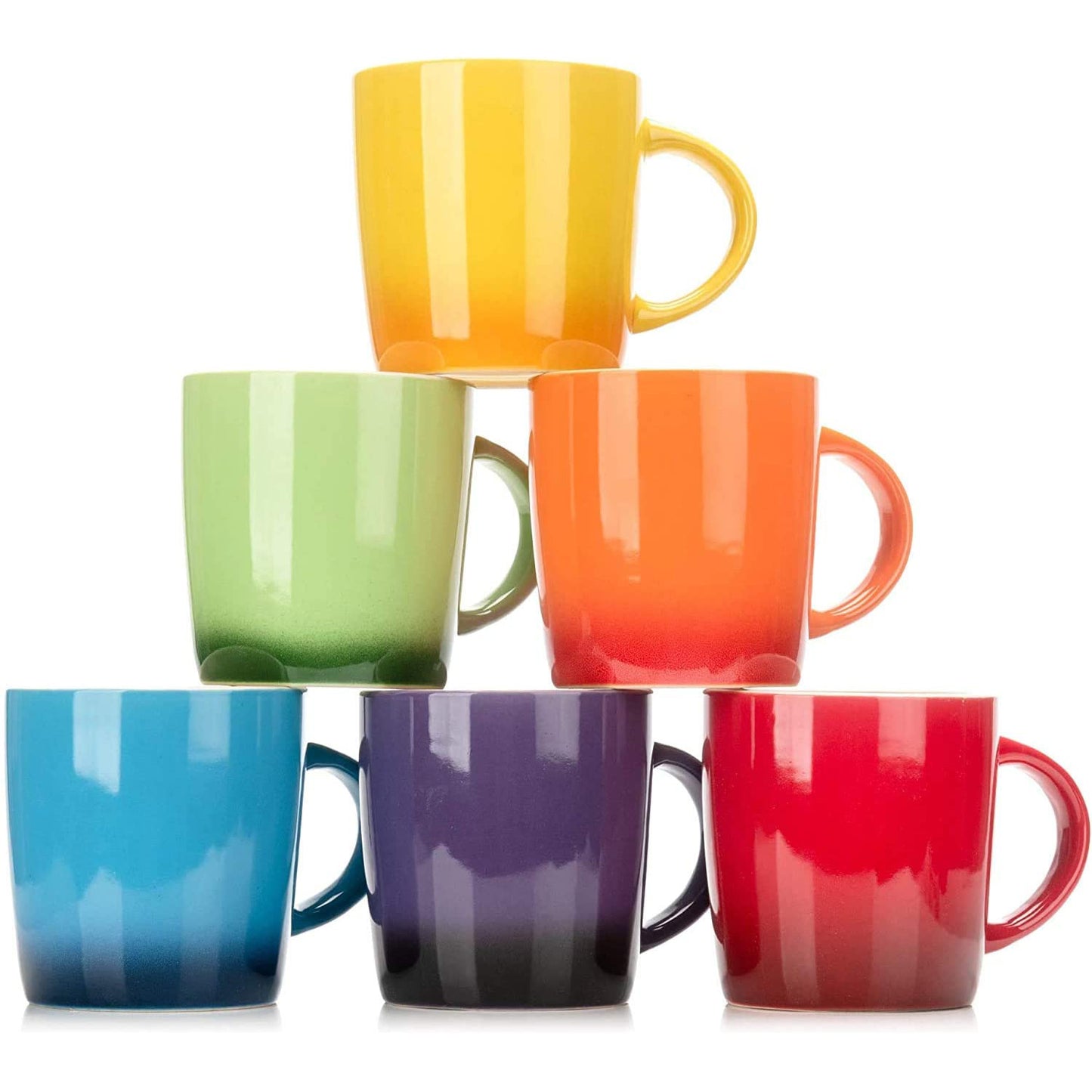 Set of 6 Multi-Coloured Stoneware Builders Coffee Tea Mugs Set