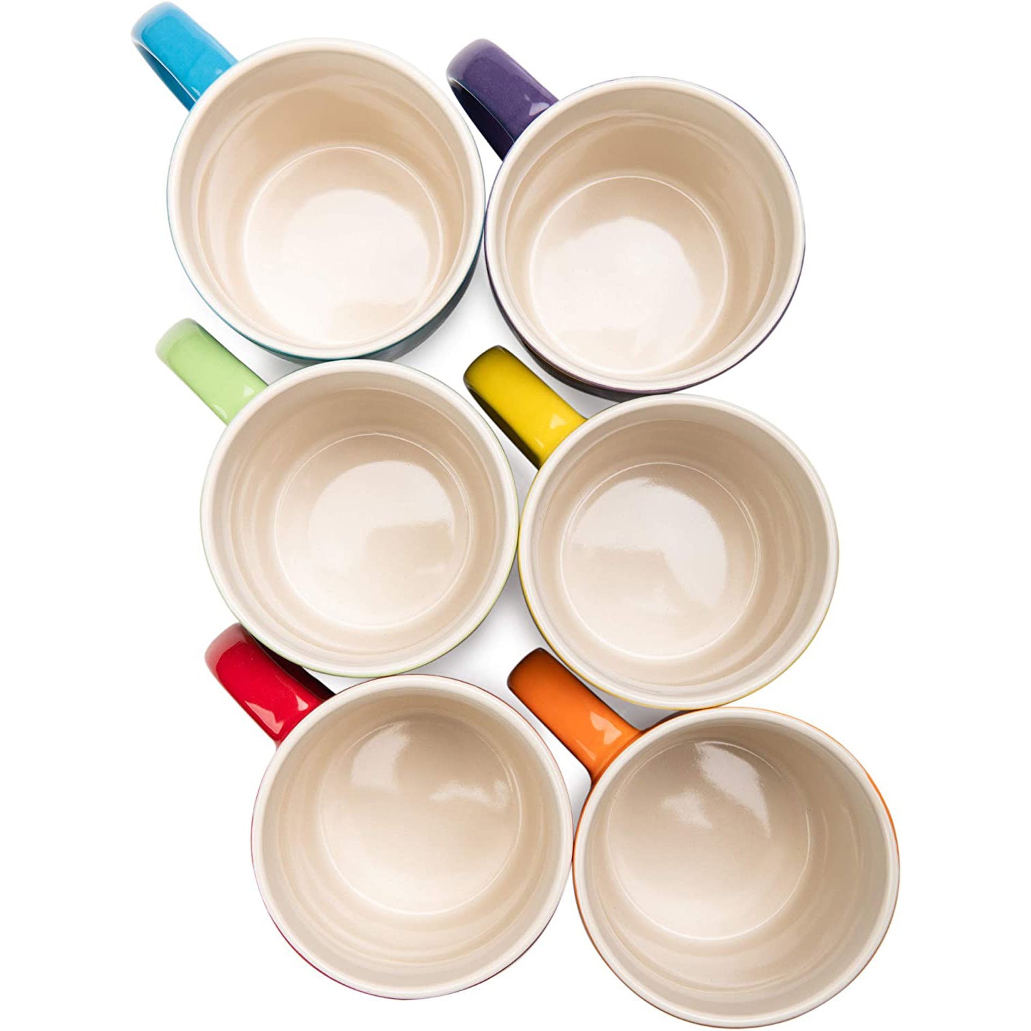 Set of 6 Multi-Coloured Stoneware Builders Coffee Tea Mugs Set