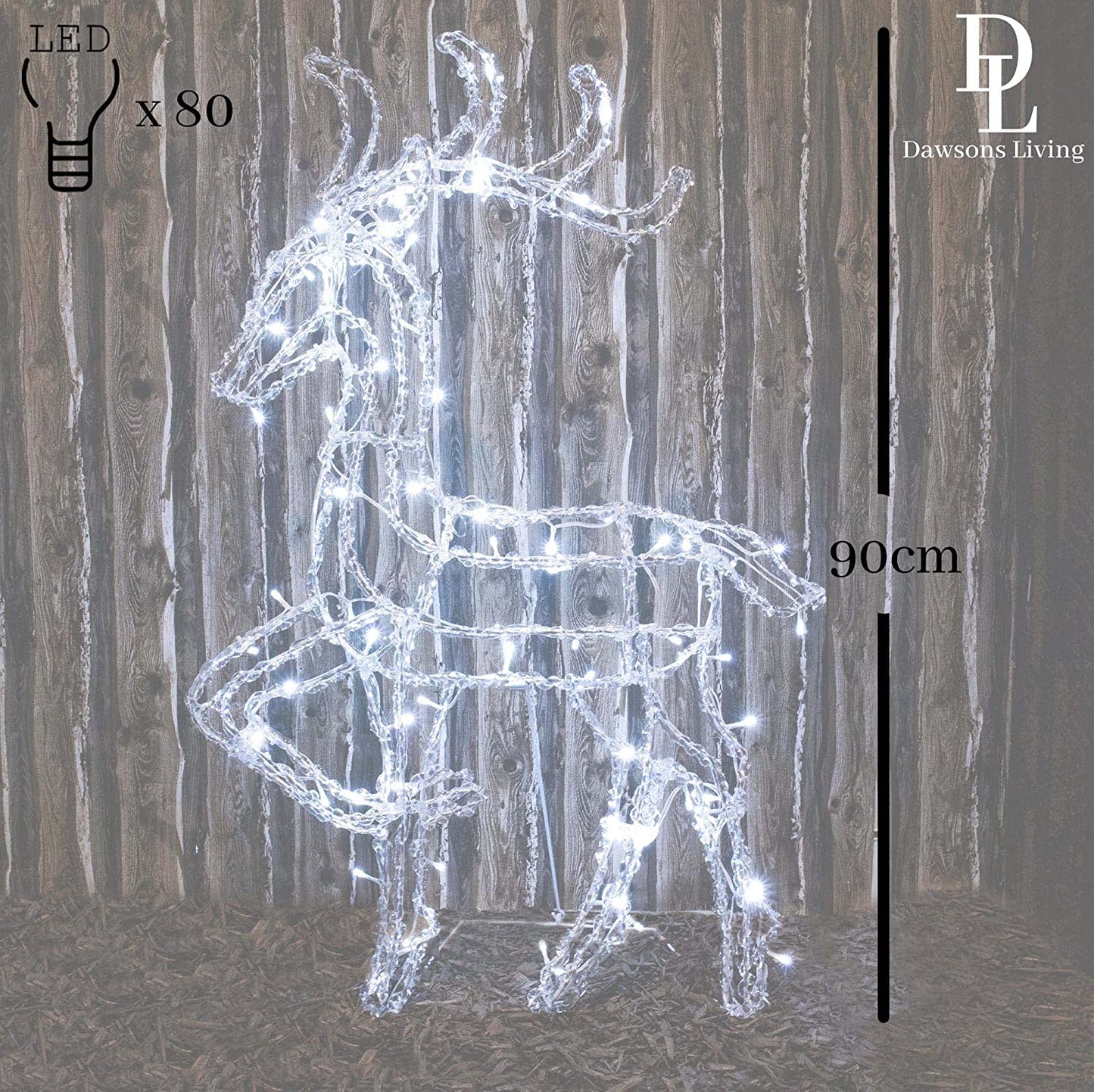 Prancing Reindeer 2D - 90cm LED Light Up Outdoor Christmas Deer Decoration