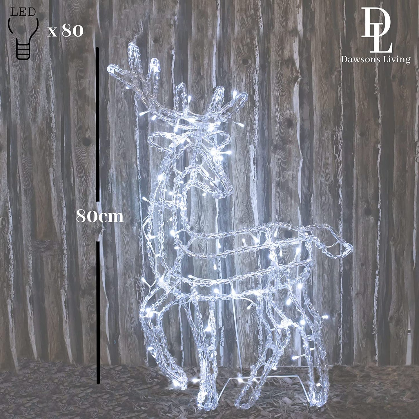 Standing Reindeer 2D - 80cm LED Light Up Outdoor Christmas Deer Decoration