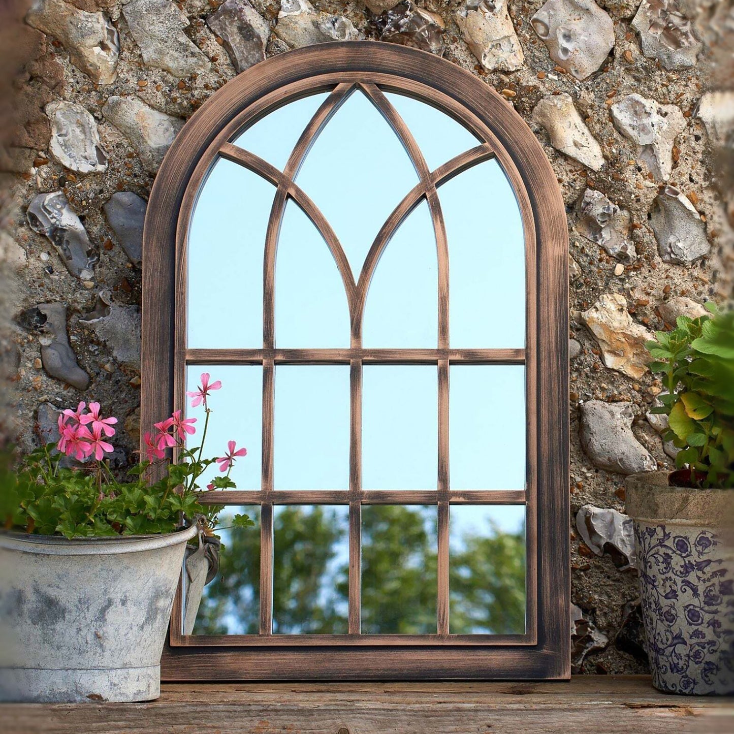 Arched Toscana Outdoor Garden Wall Mirror