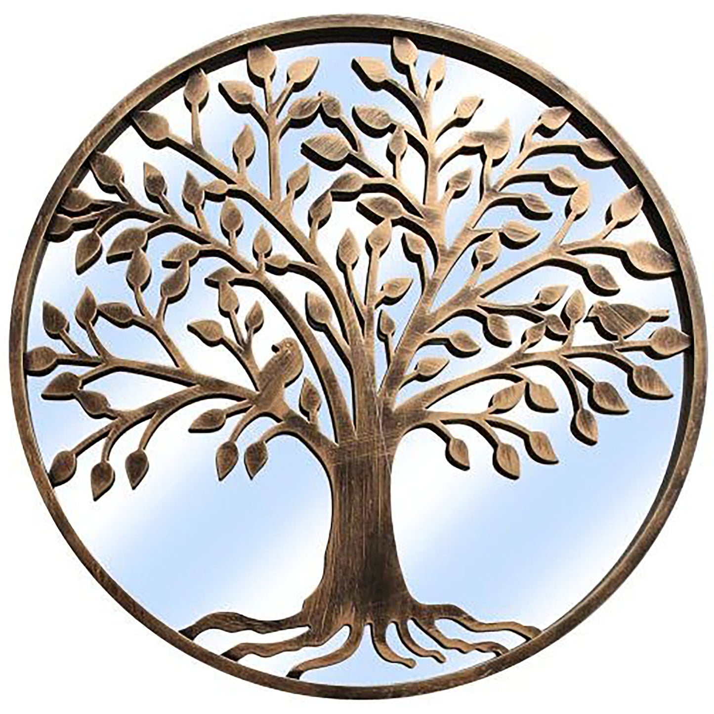 Tree of Life Outdoor Garden Wall Mirror Robin Birds a Great Memorial